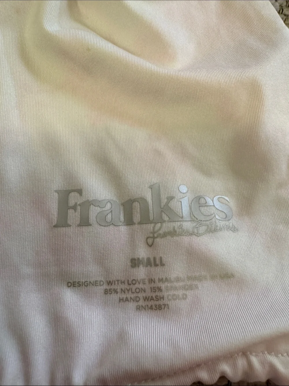 Frankie’s Bikinis White and Pink Bikini Top - Never Worn